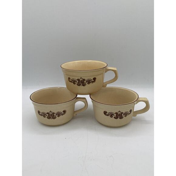 Vintage Pfaltzgraff Village Tan Brown Set of 3 Coffee/Tea Cups - Picture 1 of 4